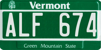 VT license plate ALF674
