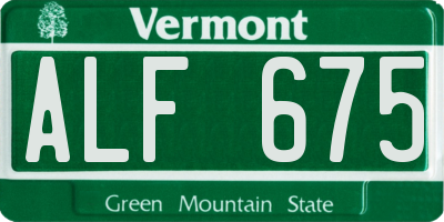 VT license plate ALF675