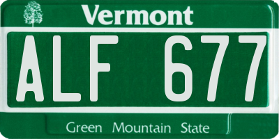 VT license plate ALF677