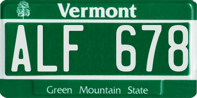 VT license plate ALF678