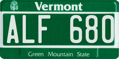 VT license plate ALF680