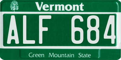 VT license plate ALF684