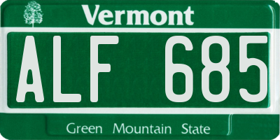 VT license plate ALF685