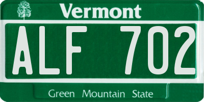 VT license plate ALF702