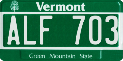 VT license plate ALF703