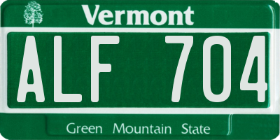 VT license plate ALF704