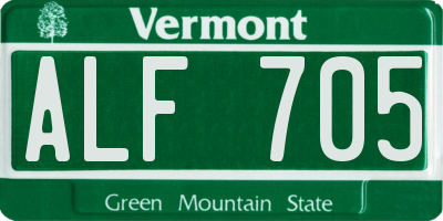 VT license plate ALF705