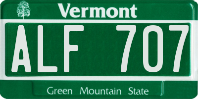 VT license plate ALF707