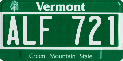 VT license plate ALF721