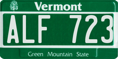VT license plate ALF723