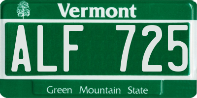 VT license plate ALF725
