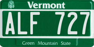 VT license plate ALF727