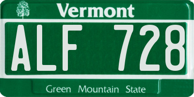 VT license plate ALF728