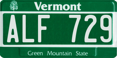 VT license plate ALF729