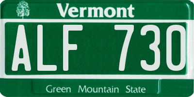 VT license plate ALF730