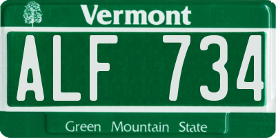 VT license plate ALF734