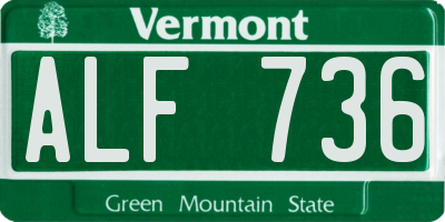 VT license plate ALF736