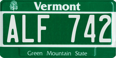 VT license plate ALF742