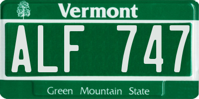 VT license plate ALF747