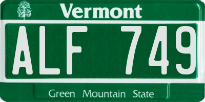 VT license plate ALF749