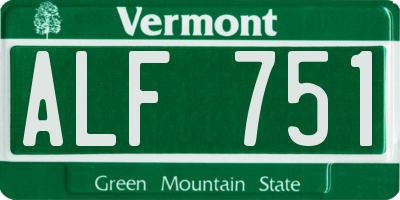 VT license plate ALF751
