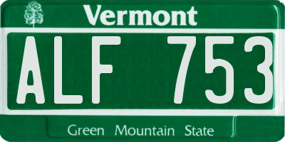 VT license plate ALF753