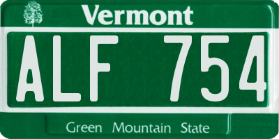 VT license plate ALF754