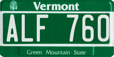 VT license plate ALF760
