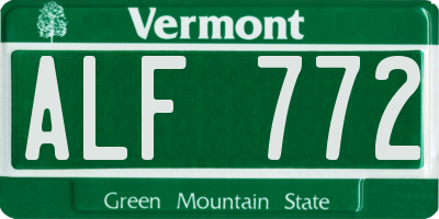 VT license plate ALF772