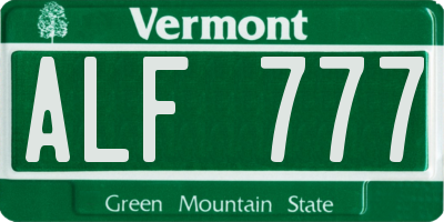 VT license plate ALF777