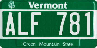 VT license plate ALF781