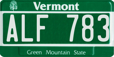 VT license plate ALF783