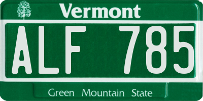 VT license plate ALF785