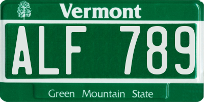 VT license plate ALF789