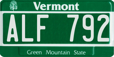 VT license plate ALF792