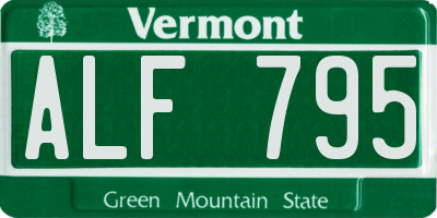 VT license plate ALF795