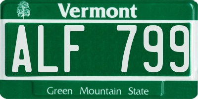VT license plate ALF799