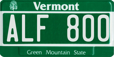 VT license plate ALF800