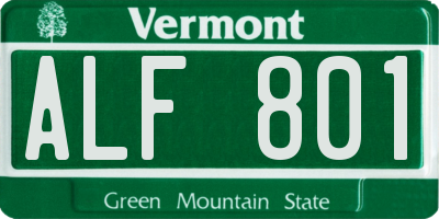 VT license plate ALF801