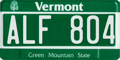 VT license plate ALF804