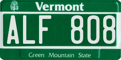 VT license plate ALF808