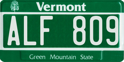 VT license plate ALF809