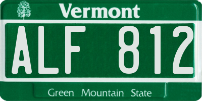 VT license plate ALF812