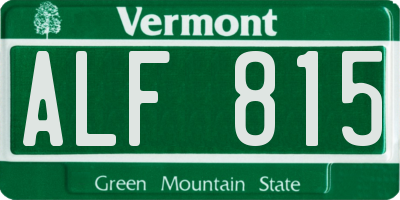 VT license plate ALF815