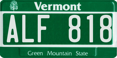 VT license plate ALF818