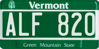 VT license plate ALF820