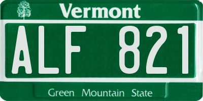 VT license plate ALF821