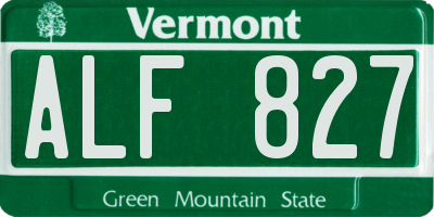 VT license plate ALF827