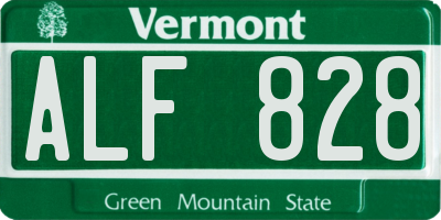 VT license plate ALF828