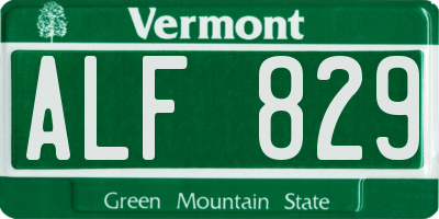 VT license plate ALF829